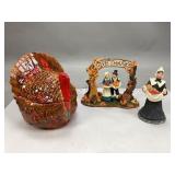 Thanksgiving Figurines & Ceramic Turkey Dish