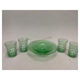 Uranium Glass Bowl and Tumblers