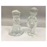 Vintage Viking Glass Country Boy & Girl Bookends