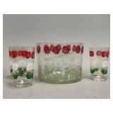 Glass Ice Bucket and Juice Glasses