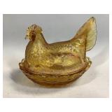 Glass Hen on a Nest Candy Dish