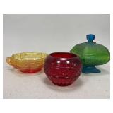 Colored Glassware Trinket Dishes