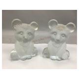 Pair of Viking Glass Bear Paperweights