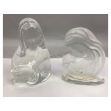 Vintage Art Glass Frosted Madonna Paperweights