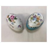 Vintage Porcelain Egg-Shaped Trinket Boxes