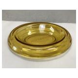 Vintage MCM Ribbed Amber Glass Bowl