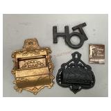 Cast Iron Match Holders and Trivet