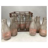 Metal Crate & J.L.Infield Dairy Milk Bottles