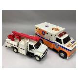 Vintage Toy Ambulance & Utility (Bank) Truck