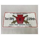 Penna Army National Guard License Plate