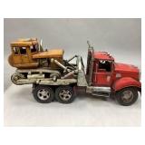 Metal Replica of Flatbed Truck & Bulldozer