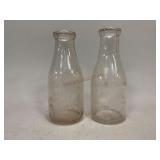 Powell and Moore Dairies Clear Glass Milk Bottles