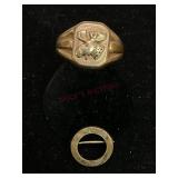 Possibly Unmarked Gold Ring and Pin