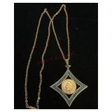 1906 Gilded Indian Head Coin in Necklace