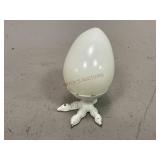 Metal Chicken Foot Egg Stand & Glass Egg