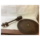 Vintage Circular Buzz Saw Blade with Arbor
