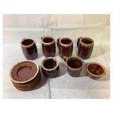 Hull Brown Drip Mugs and Saucers