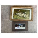 Framed Dog Artwork and Fish on Tile