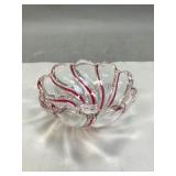 Vintage Art Glass Swirled Candy Dish