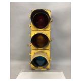 Vintage Yellow Aluminum Traffic Signal