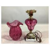 Fenton Cranberry Thumbprint Lamp