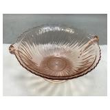 Pink Depression Twisted Optic Handled Bowl