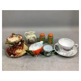 Teacups, Creamer, Condensed Milk Jar, and More