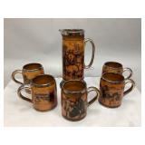 Vintage Ridgway Ale Pitcher & Five Tankards
