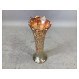 Orange Iridescent Spun Glass Vase
