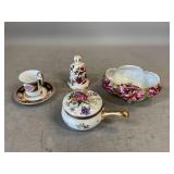 Porcelain Bell, Tea Cup, Saucer, and More