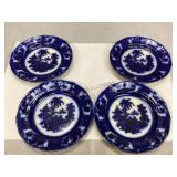 Antique W.Adams &Co. Flow Blue Ironstone Plates