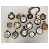 Assorted Nonworking Pocket Watches & Parts