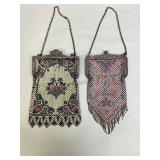 Two Antique Enamel Mesh Purses