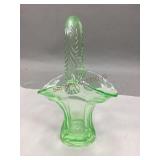 Vintage Uranium Glass Braided Handke Basket