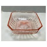 Antique Pink Depression Glass Square Bowl
