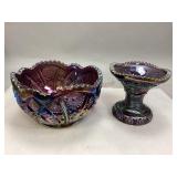 Imperial Amethyst Carnival Glass Console Bowl