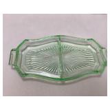 Vintage Uranium Green Divided Dish
