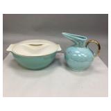 MCM Lusterware Pitcher & Ballerina Lidded Bowl