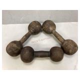 Antique Wood & Metal Dumb Bells