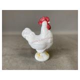 Milk Glass Rooster Covered Candy Dish