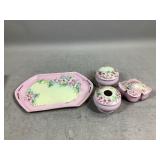 Porcelain Dresser Boxes and Tray