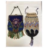 Two Vintage Floral Pattern Beaded Purses