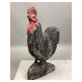 Hand-Carved Distressed Wooden Rooster