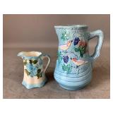 Blue German Majolica Pitcher and More