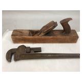 Vintage Ridge Pipe Wrench & Plane
