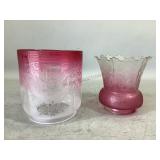 Cranberry to Cleared Etched Glass Shades