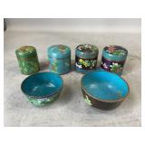 Vintage Chinese Cloisonnï¿½ Canisters & Bowls