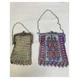 Two Antique Whiting & Davis Enamel Mesh Purses