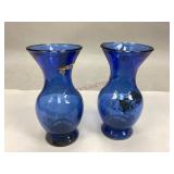 Two Antique Blue Vases