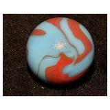 Large Orange Swirl Marble with Blue Base